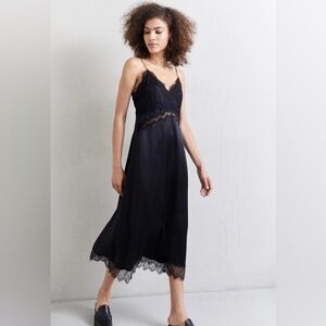 NWT The Kooples Long Black Slip Dress Size 3 (The Kooples Size L)